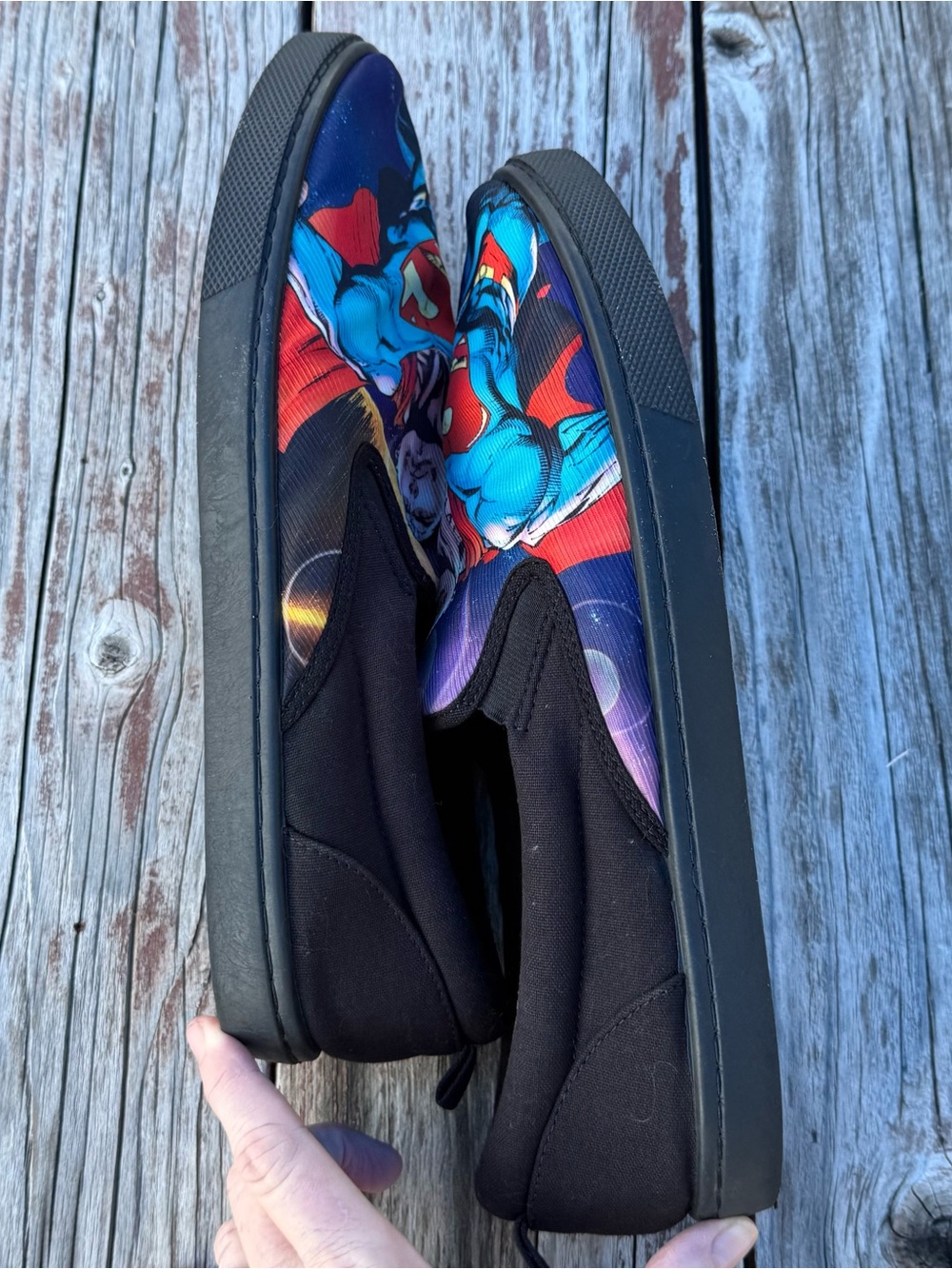 Men’s SZ 12 DC Comics Superman Slip On Shoes Loafers Black - Picture 4 of 7